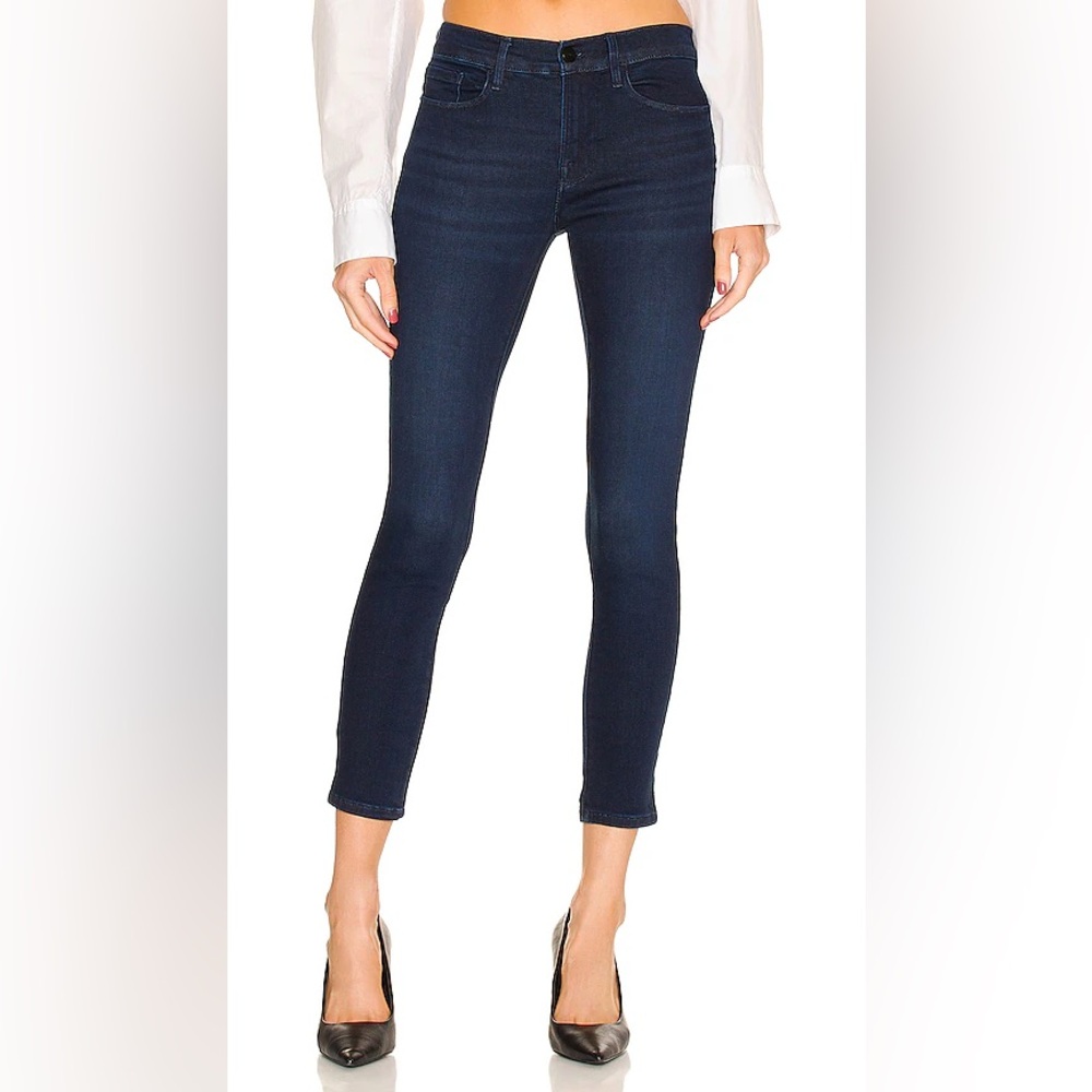 FRAME Women's Le Skinny de Jeanne Crop Jeans, MID-RISE, 24, dark indigo, NWT